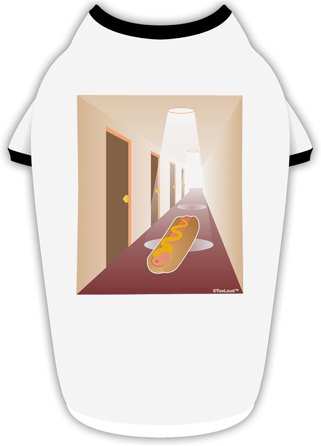 TOOLOUD Hotdog in a Hallway Cotton Dog Shirt White with Black XL