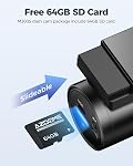 AZDOME M300S 4K Dash Cam avec 5.8G WiFi Gratuit 64GB SD Carte, 170° Dash Cam Avant et Arrière GPS Commande vocale WDR Vision nocturne Senseur G 24H moniteur de stationnement, facile à installer, Max Jusqu'à l'appui 256GB