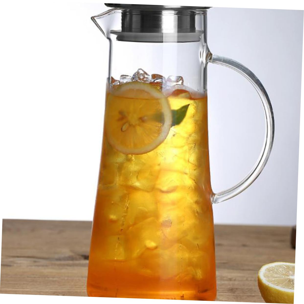 Mipcase Caraffa in Vetro 1450ml Coperchio, Vetro Borosilicato | Frigorifero, Acqua Succo Latte Tè Freddo, Lavorazione Fine, Resistente alla Rottura