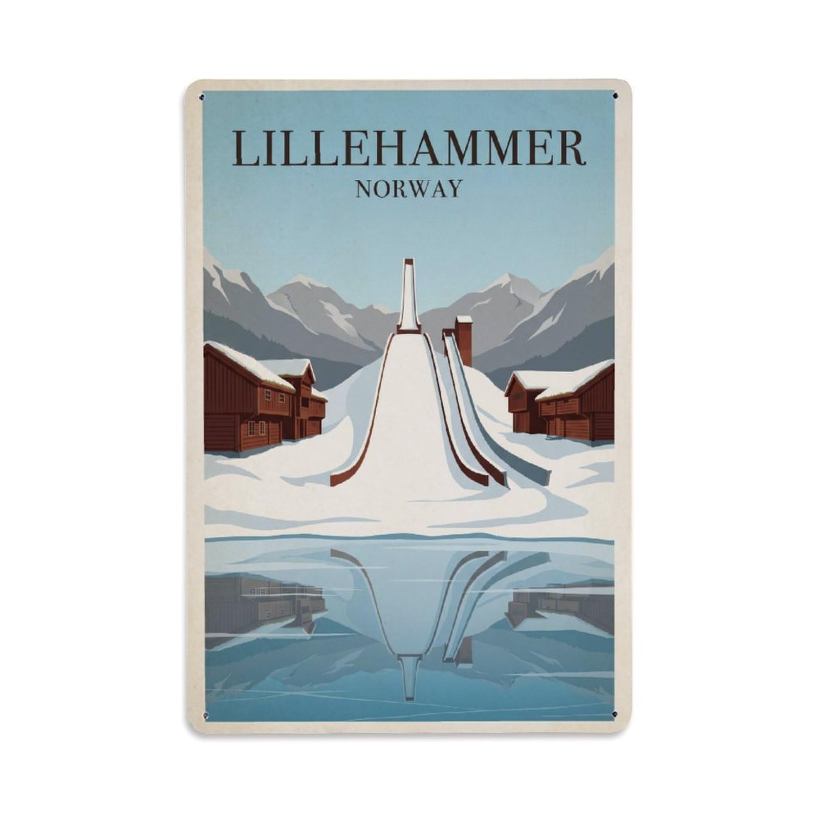 Metal Tin Sign Retro Norway Lillehammer Travel