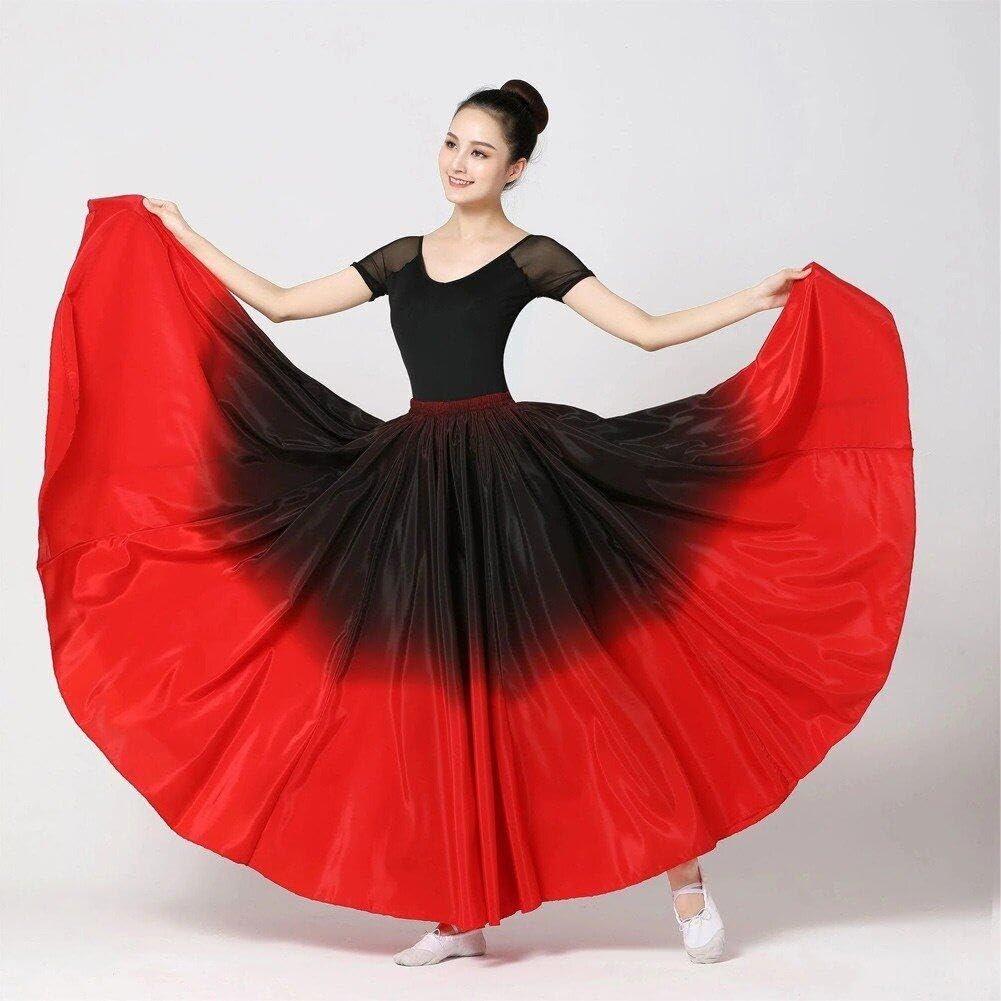 Costume Flamenco Rosso Nero per Adulti Gonna Ballo Spagnola Pratica Sala Ballo Abito di Flamenco Spagnolo per