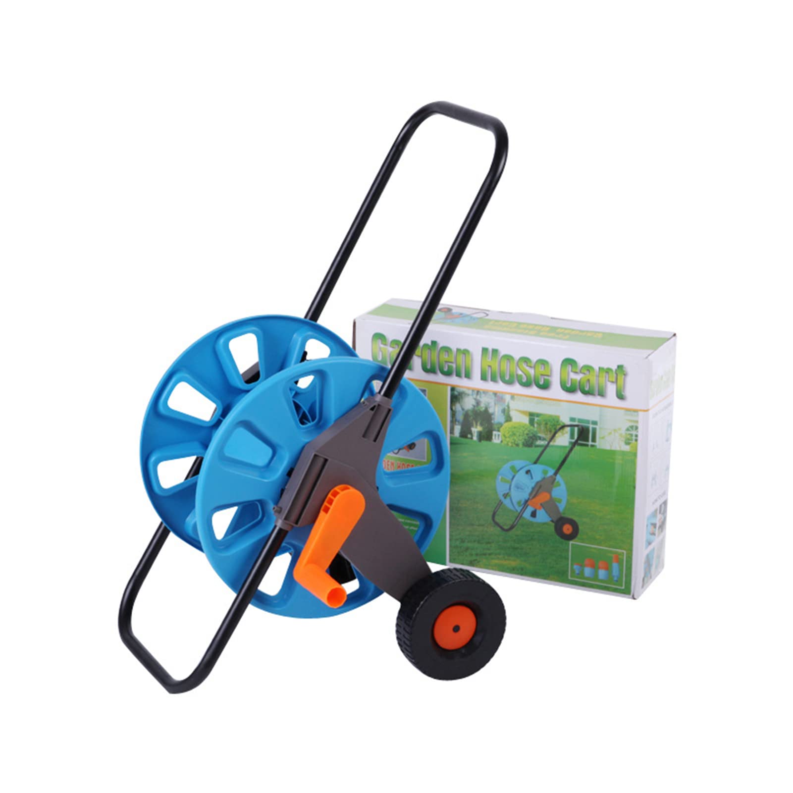 BoyuanGarden Hose Reel Cart, Retractable Stainless Steel Handle Cart, Holds 164 ft(50m) of 1/2 Inch Hose, Outdoor Tools Planting Truck, for Yard Lawn Farm Patio