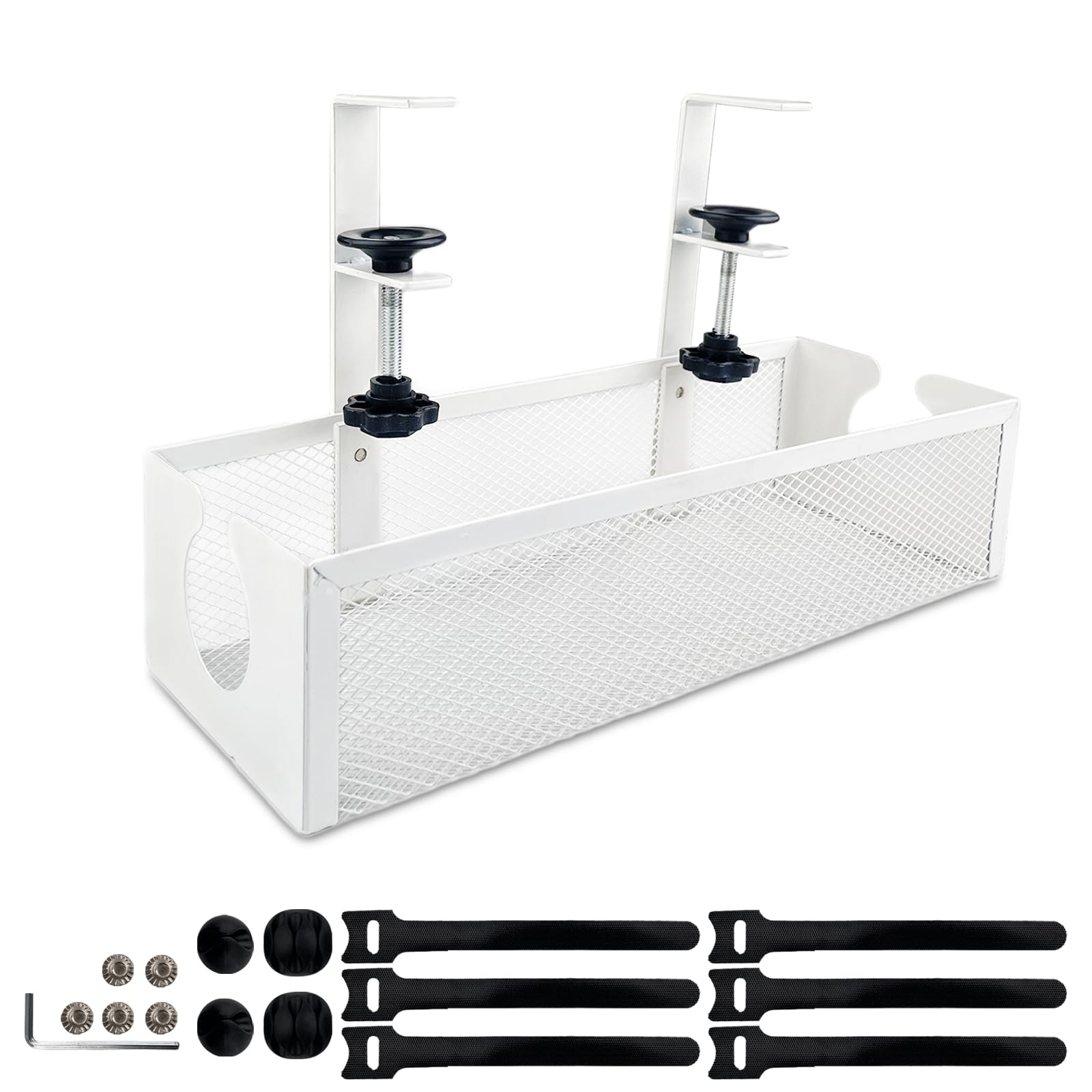 Zarządzanie kablami pod biurkiem, taca do zarządzania kablami 43 cm, metalowy kosz na kable do zarządzania przewodami, uchwyt na listwę zasilającą, organizer przewodów, pogromca przewodów do