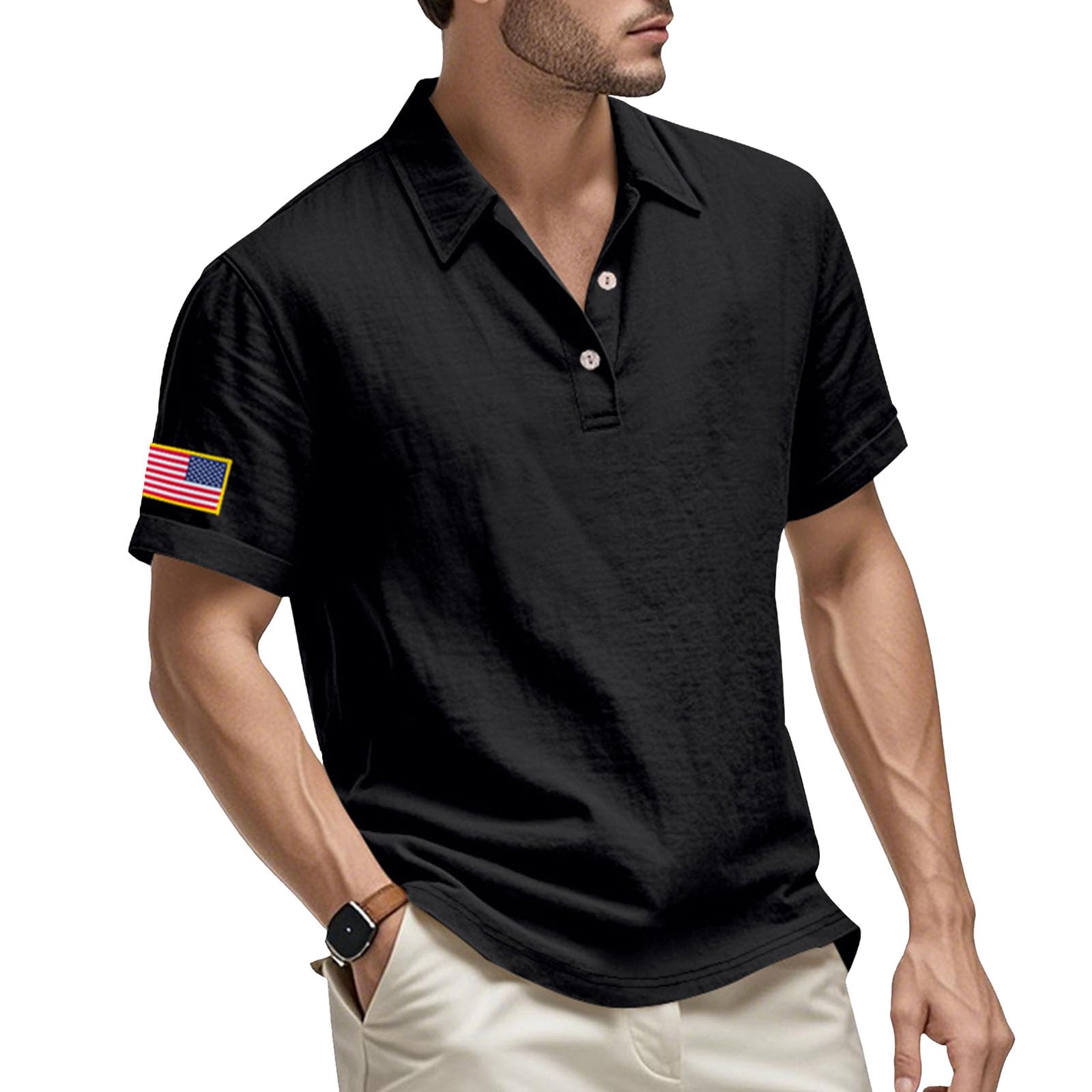 Mens Golf Shirts Pullover Short Sleeve Business Graphic Button Down Collared Slim Fit Workout Casual Summer Tops