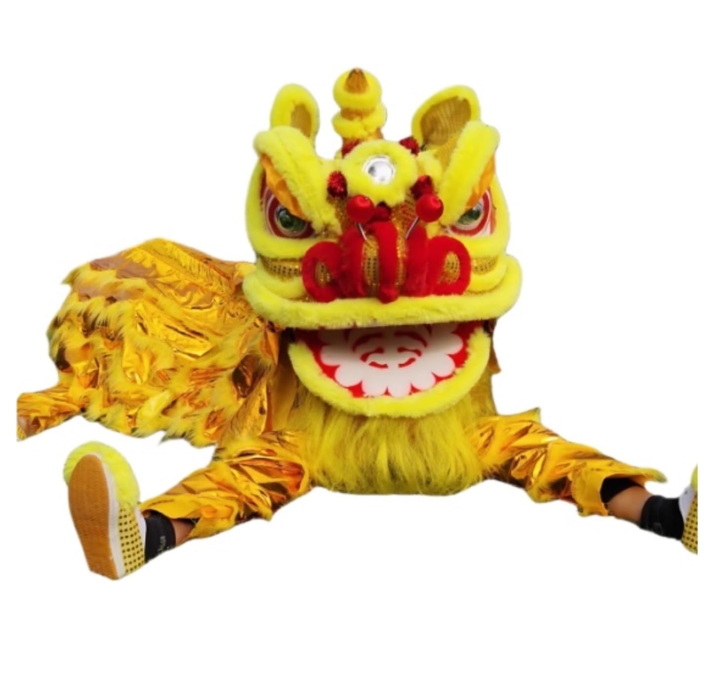 Drago Cinese per Feste Testa di Danza del Leone Cinese Drago Arte Popolare Tradizionale Spettacolo in Costume della Feste Cinesi in Italia(Yellow)