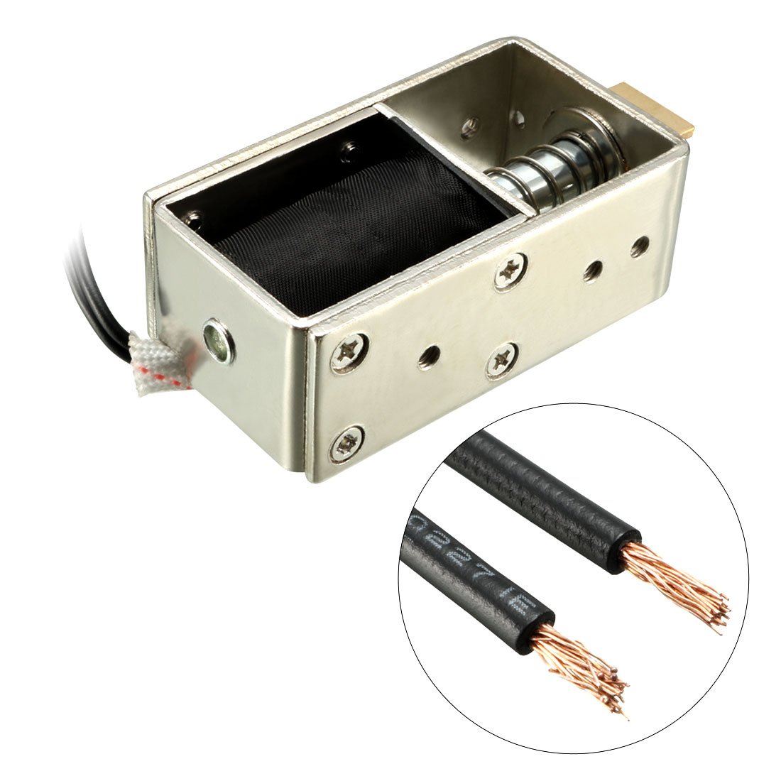 sourcing map Electroimán del solenoide DC 12V 2.5A 30W 40N 10 mm de tracción Tipo de Movimiento Lineal