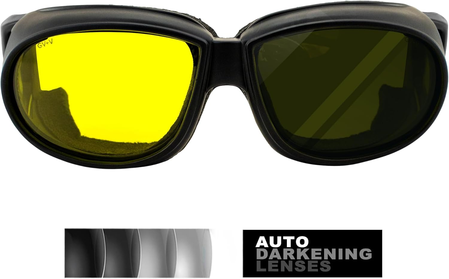 Global Vision Outfitter 24 Auto-Darkening Yellow Photochromic Motorcycle Sunglasses with Matte Black Nylon Frame and Anti-Fog UV400 Lenses - Image 3