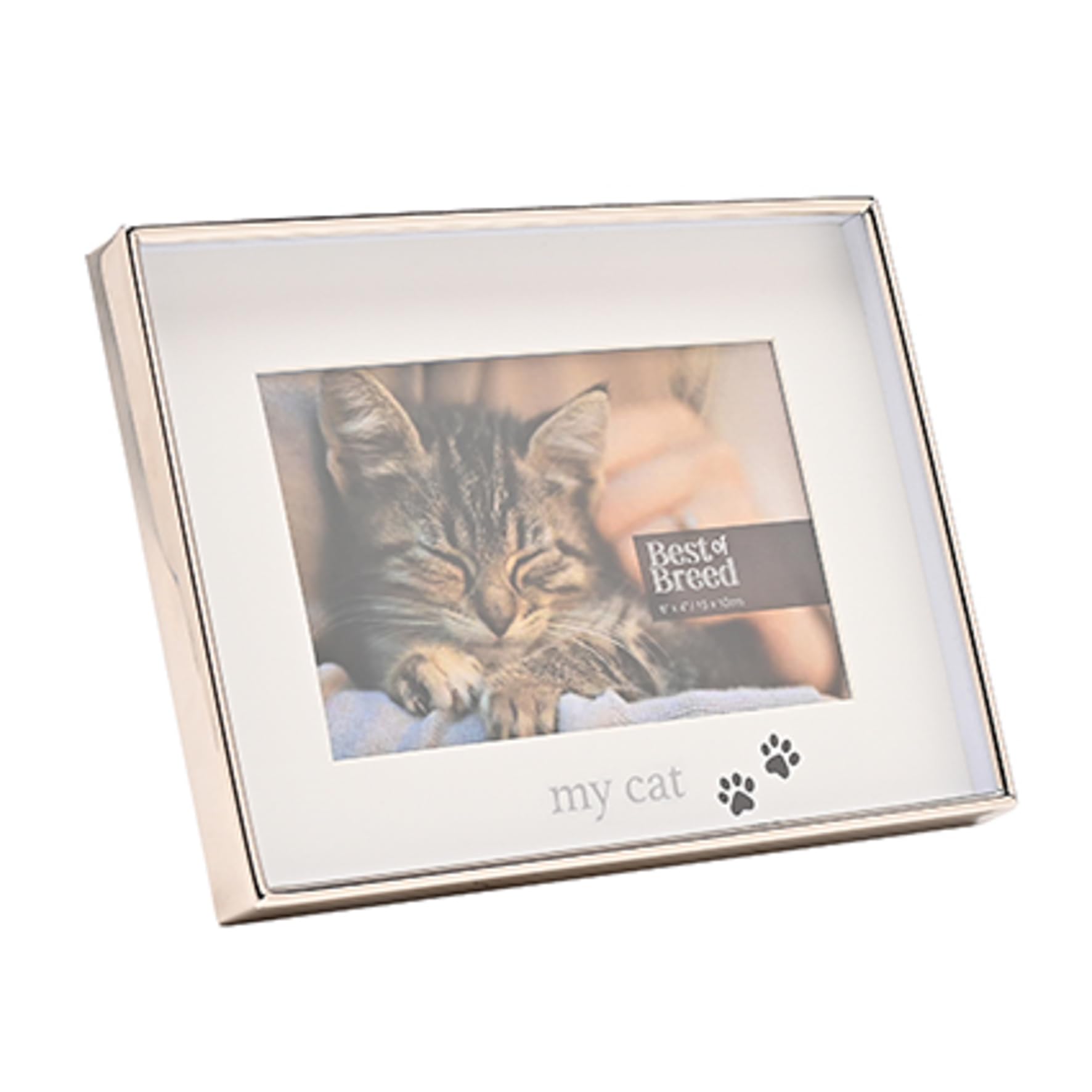 Widdop & Co. - Best of Breed - Silver Photo Picture Frame - Horizontal Self-Standing Single Aperture - 'My Cat' Paw Print Design - 6" x 4" Gifting & Homeware for Animal, Cat & Pet Lovers.