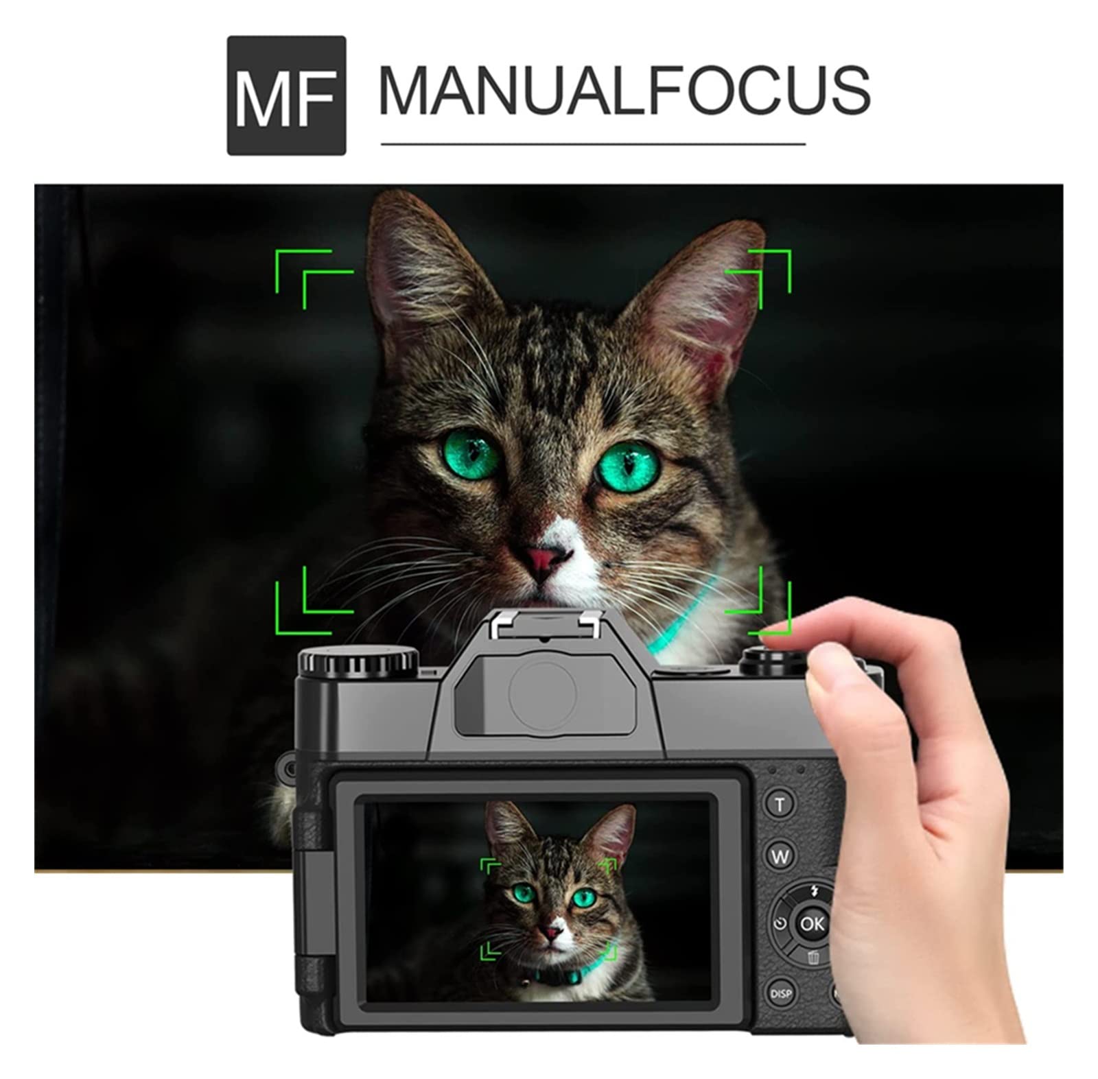Cámara de Video, Cámaras fotográficas con Lente Macro Gran Angular for Selfie Videocámara Digital de 48MP Cámara Web Zoom 16X Grabadora fotografía Enfoque automático(NO TF Card,with Fliter)
