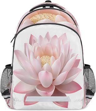 Lotus Laptop Backpack for Women and Men, Pink Floral 15.6 Inch Work Computer Business Backpacks Lightweight Casual Daypack for Travel