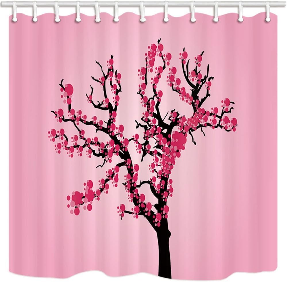 HiSoho Tree Shower Curtain, Asian Style  Tree View Pink