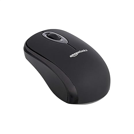 Amazon Com Amazon Basics Wireless Computer Mouse With Usb Nano Receiver Black Computers Accessories