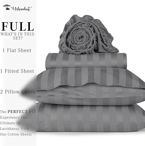Miniatura 4 de URBANHUT Juego de sábanas de 800 hilos de algodón puro tamaño matrimonial (4 piezas) - Sábanas ultrasuaves, gruesas y nítidas de tejido satinado, se