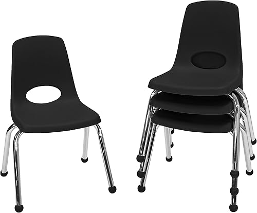 Factory Direct Partners Silla apilable, 14 pulgadas, negro