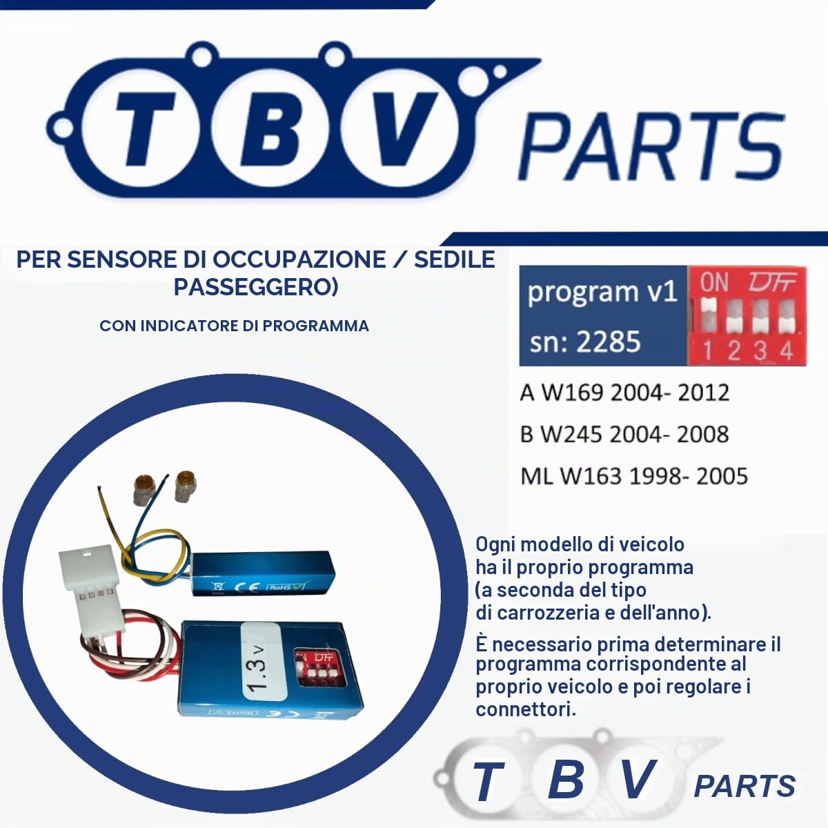 Strumento ausiliario di diagnosi – sensore di occupazione sedile passeggero compatibile con W169 2004-2012 W245 2004-2008 W163 1998-2005