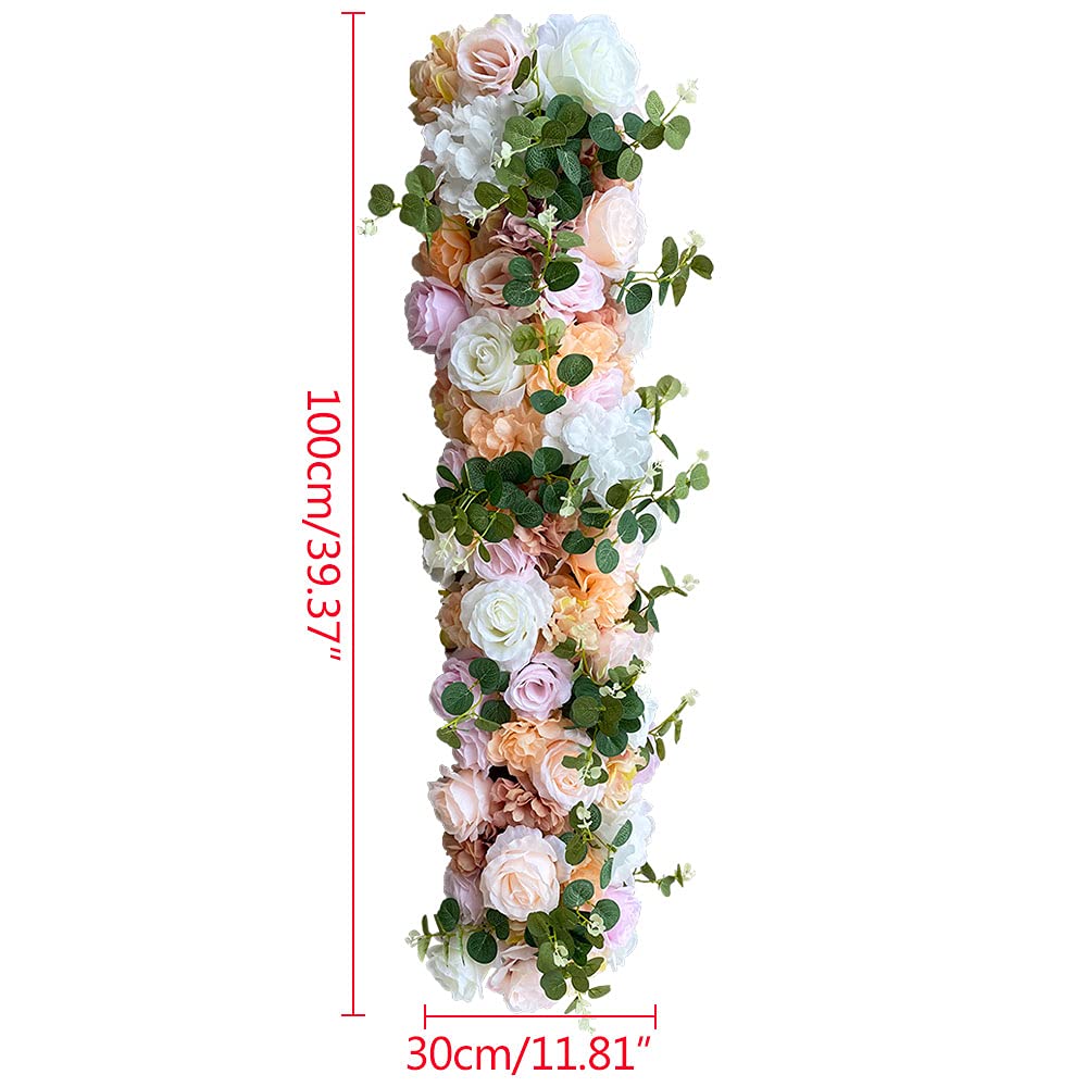 künstliche Rosen 1m Rosen-Türdekoration Wall Runner Rose Panel Kunstblumen für Hochzeitsdeko Tisch DIY Wedding Party