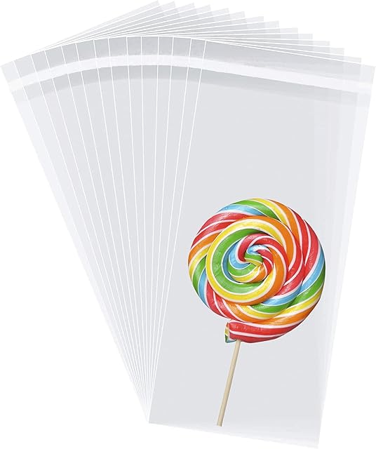 Clear Cellophane Bags Self Sealing Cookie Bags, RFWIN 3 x 7 Inches Clear Crystal Bag for A7 A8 Card, Birthday Sweet Popcorns Candy, Valentine Chocolates Lollipops, Small Jewelry Soap Candles