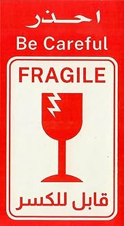 Rubik 120 English Arabic Fragile Stickers 5x9cm Vertical Design Be Careful Warning Labels For Safe Shipping Packing Boxes Luggage