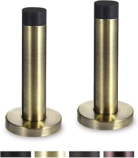 Orhemus Decorative Door Stoppers - 3.5 Inch 304 Stainless Steel Heavy Duty Door Stops with Rubber Tip Bumper for Wall and Door Protection Sound Dampening 2 Pack Antique Brass