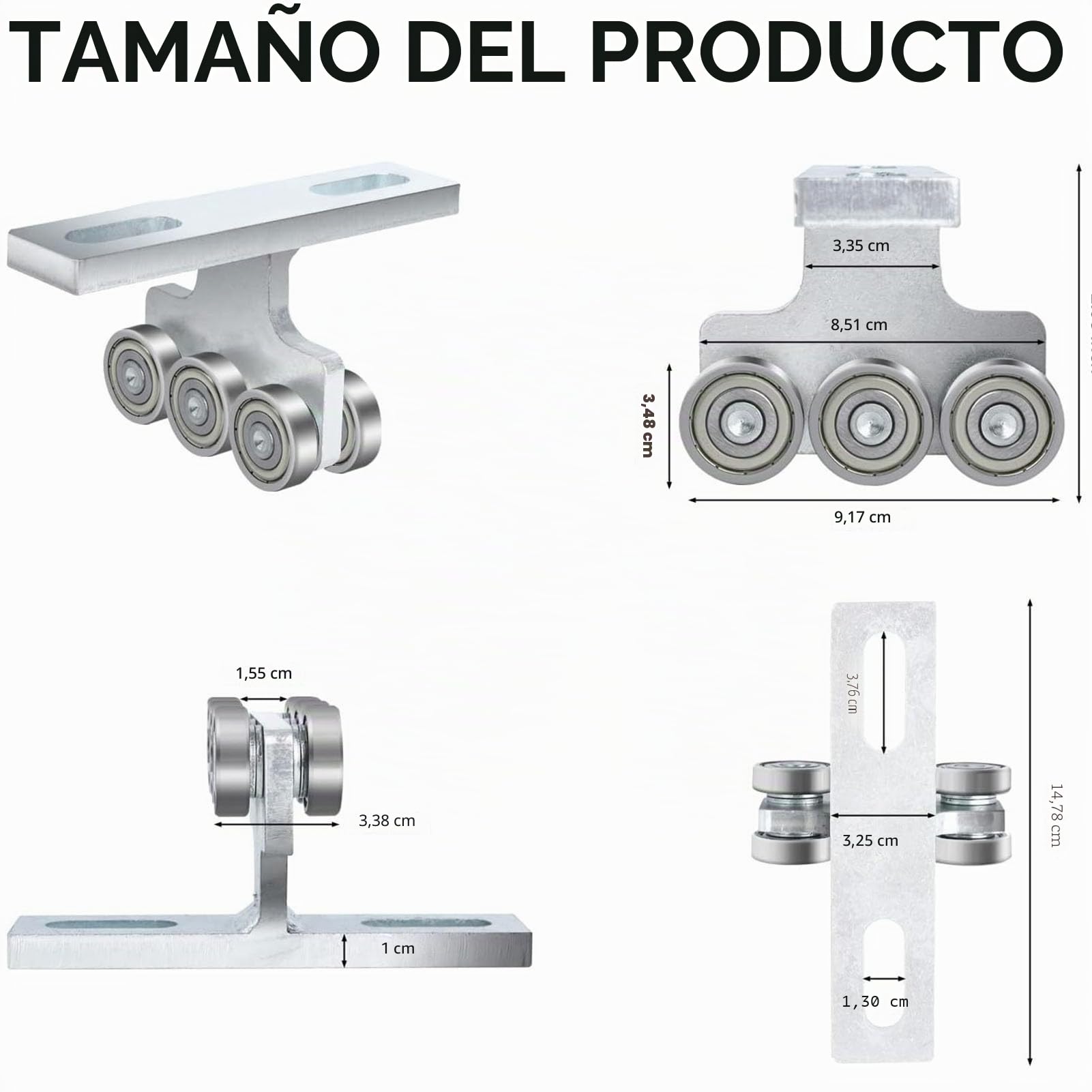 2 carretillas 6 ruedas para polipasto eléctrico PA200-PA1000 Unistrut montaje hasta 255 kg