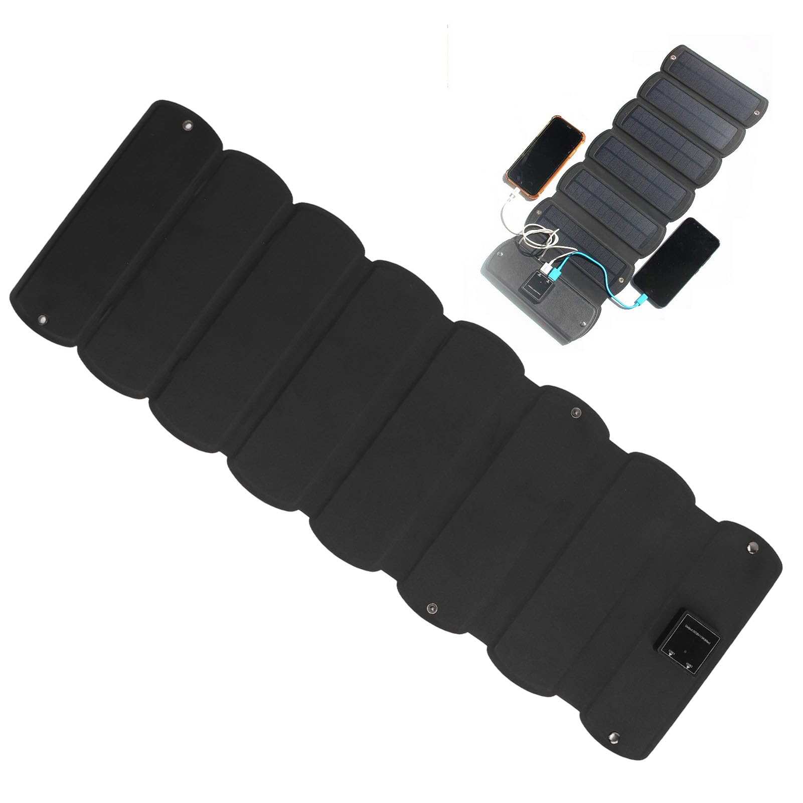 WGFOIP 16W Dual USB Solar Charger, Foldable Solar Panel Charger with High Efficiency Monocrystalline Silicon for Outdoor Travel Cell Phone