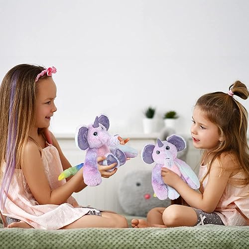 Miniatura 7 de ArtCreativity Juguete de peluche de elefante con cola colorida, 1 unidad, juguete de peluche de elefante para niños y niñas, decoración de fiesta de