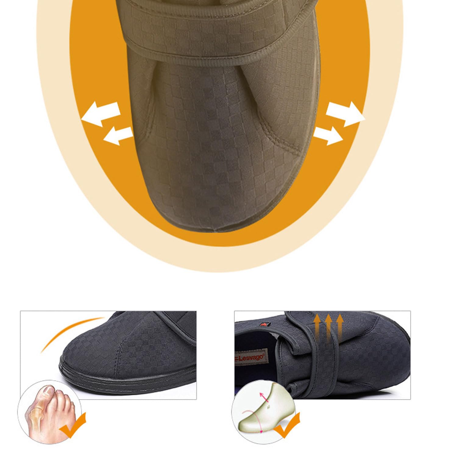 Genérico Cálidos Zapatos para Diabéticos Hombre mujer Invierno Forro de Peluche Ancho Zapatillas Antideslizantes Ortopédicas 37-47 EU