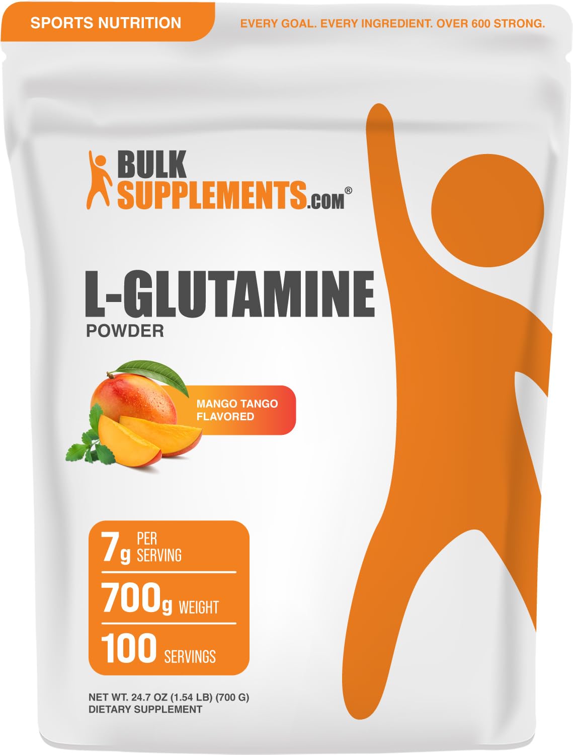 BulkSupplements.com L-Glutamine Powder - Glutamine Supplement, Amino Acid Supplement - Mango Tango Flavor, 7g per Serving, 700g (1.5 lbs) (Pack of 1) Mango Tango 1.54 Pound (Pack of 1)
