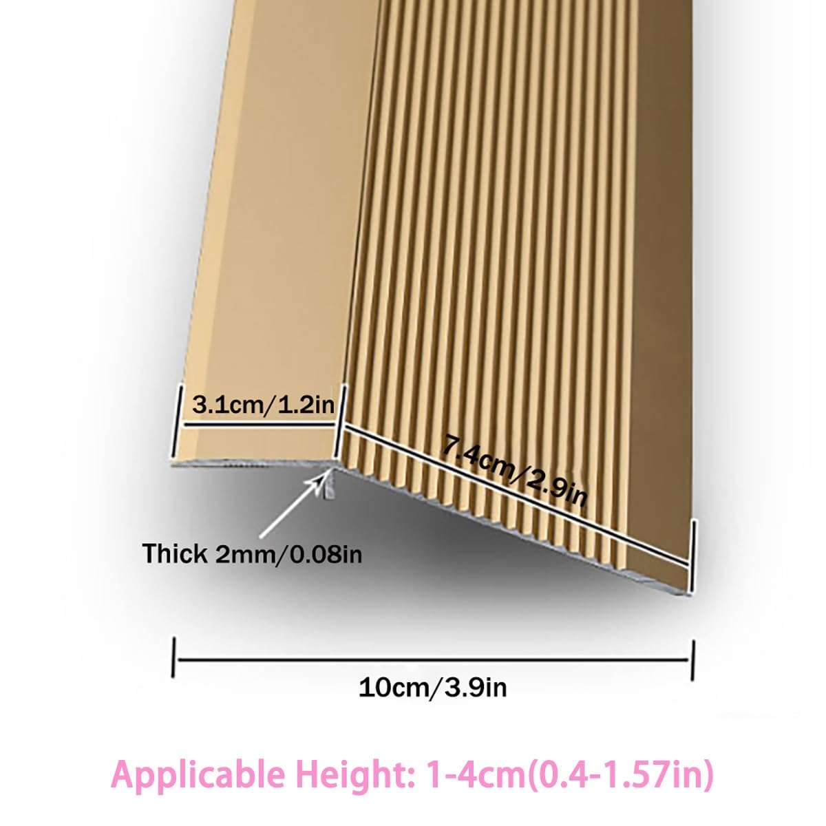 Aluminiowy profil z regulacją wysokości, 10-40 mm, antypoślizgowa listwa redukcyjna do drewna/laminatu/płytek, 2 szt. czerwonych pasków przejściowych do drzwi
