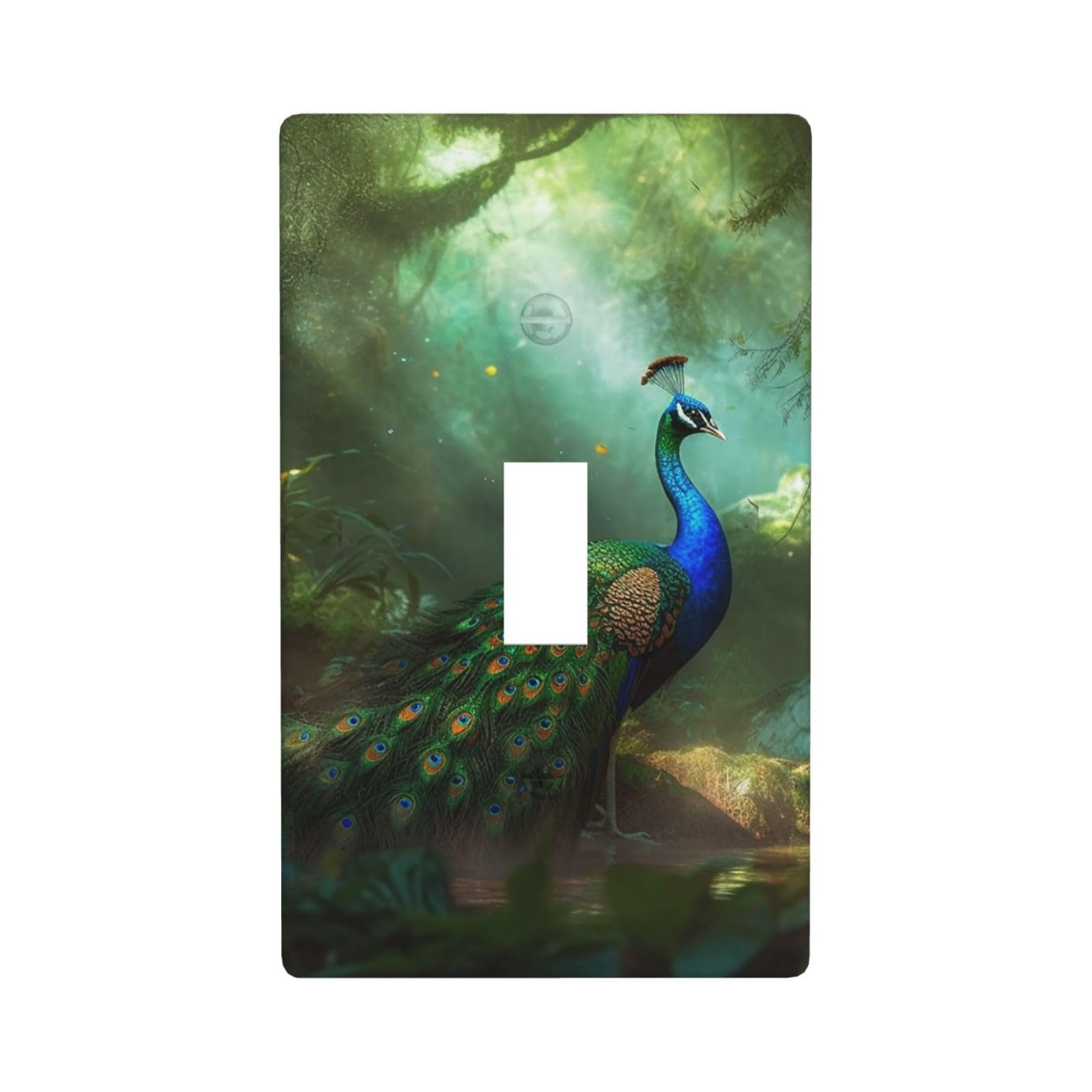 Decorator Wall Plate Cover Single Toggle Light Switch Cover Peacock Wallplates Blank Electrical Rocker Switch Plate Covers for Electrical Outlets Decorative 1 Gang 4.5" x 2.76"