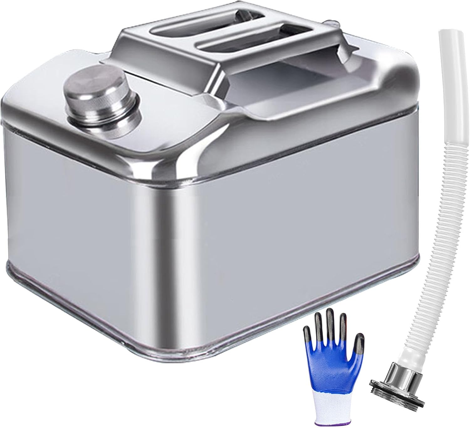 5 Gallon Metal Water Can 304 Stainless Steel Water Container with Flexible Spout/Nozzle System Pressure Relief Valve Safety Configuration for ATV UTV SUV MPV and Off Road Camping （20 Litre）
