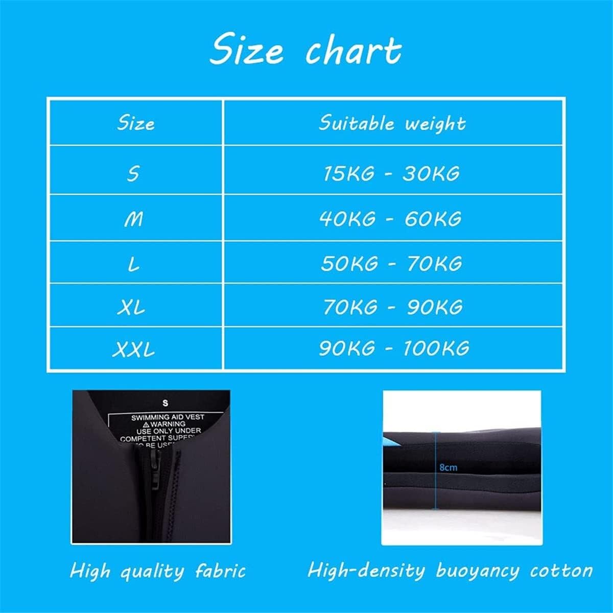 High Buoyancy Safety Vest, Neoprene Water Sports Floating Gear, Adjustable Swim Vest for Snorkeling, Kayaking, Adults