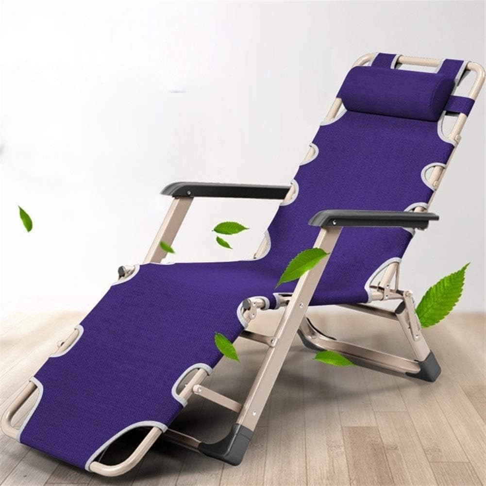 CHFQ Tumbonas y sillones reclinables para jardín Tumbona Plegable Ajustable Tumbona de jardín con Almohada Original Reclinable para Playa Piscina Patio Exterior Jardín Pies de Camping Acero c2005