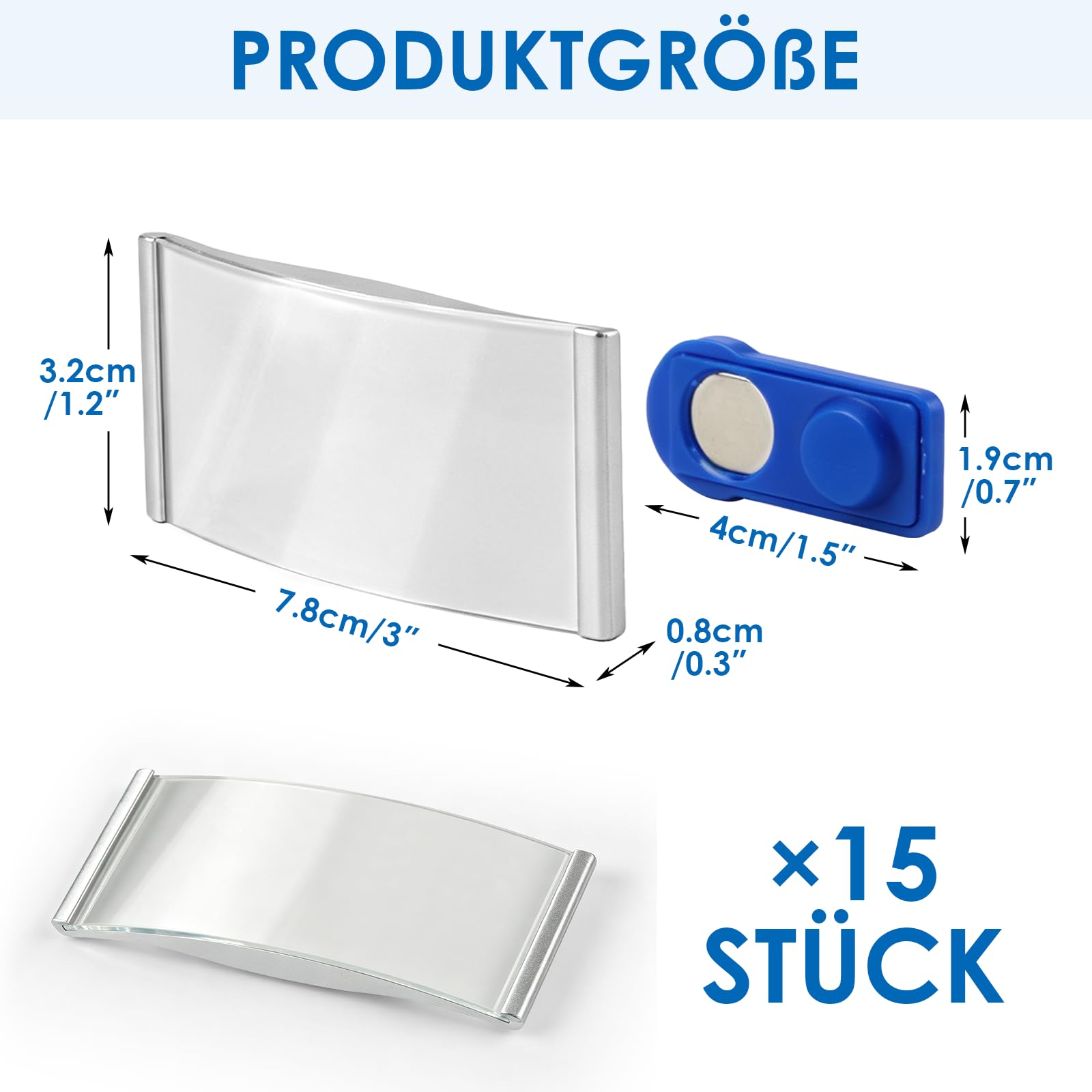 15 Stück Namensschilder FüR Kleidung Magnete, Namensschilder mit Starkem Magnet Namensschild Magnetisch Transparent Silber, Karteneinsatz Montiert Wiederverwendbar Und Stilvolle Namensschild