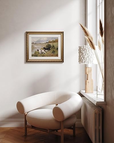 Miniatura 4 de ARPEOTCY - Arte de pared con marco dorado antiguo vintage, pinturas retro de paisaje con río, obra de arte en lienzo, estilo victoriano, para