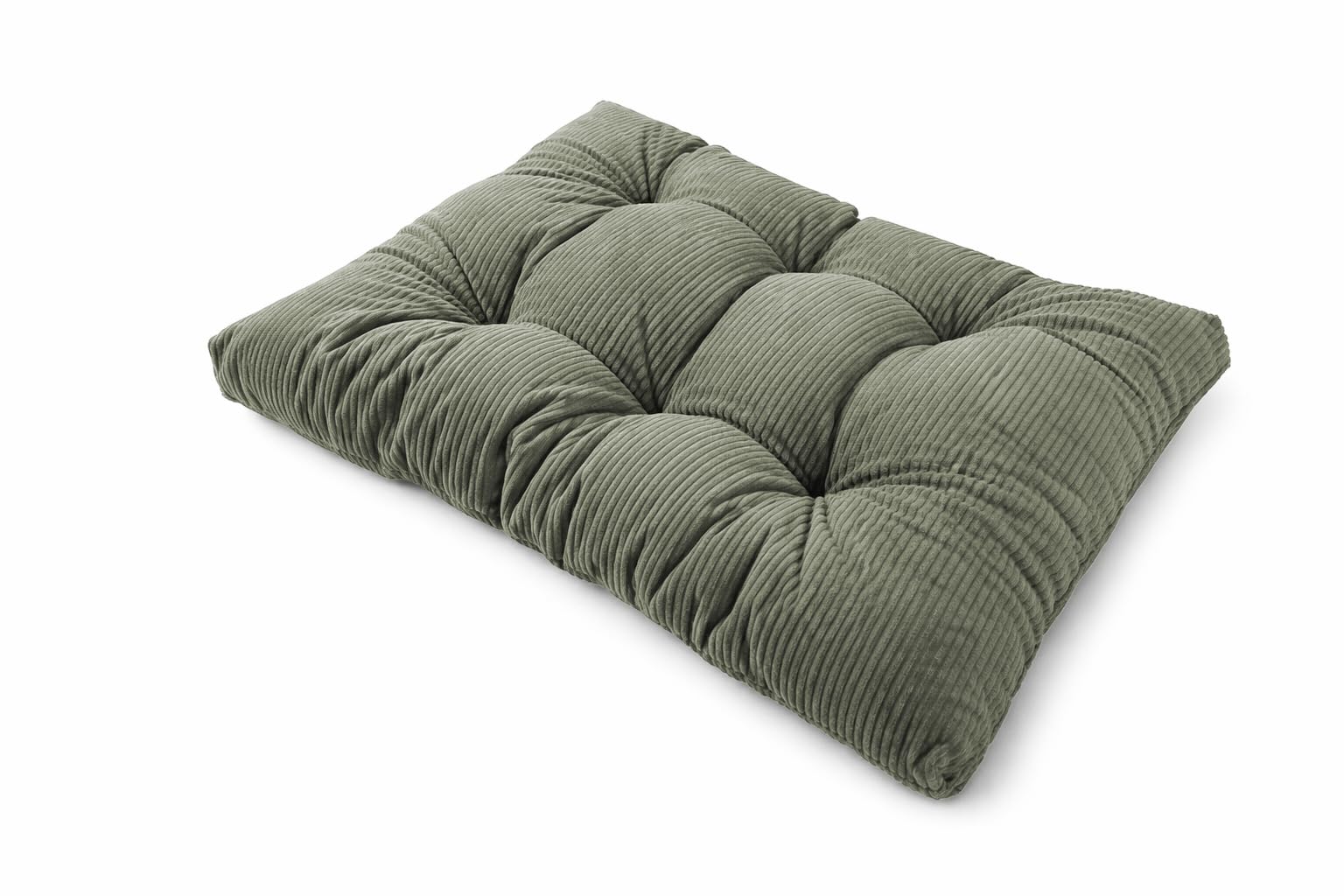POKAR Pallet Seat Cushion 120x80x12 cm in Corduroy | Tufted Seat Pad for Euro Pallet Furniture and Garden Sofa | Ideal for Patio | Outdoor and Indoor Use | Oeko-Tex Certified | Made in EU | Khaki
