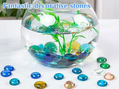 Miniatura 5 de Mármoles de vidrio plano, 17.64 oz de mini gemas de vidrio, gemas de vidrio de colores mezclados, piedras preciosas mixtas, 0.59 a 0.78 pulgadas,