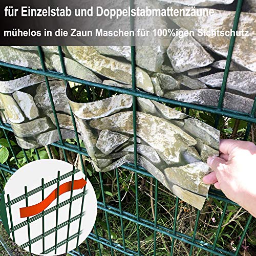 Sichtschutzstreifen interGo Zaun 35 m x 19 cm mit 20 Clips