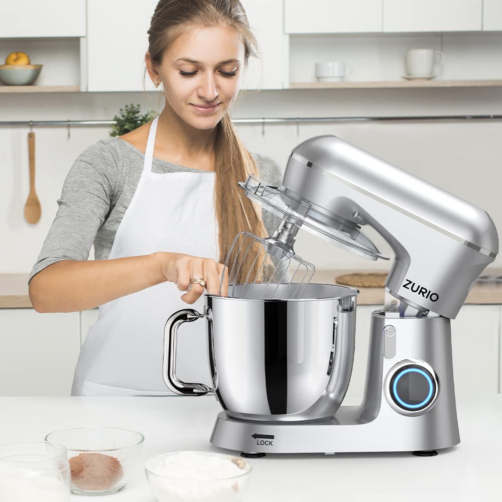 Impastatrice Planetaria, Zurio 5.5L Multifunzione Robot Impastare, 1300W Portable 10 Velocità con Uncino Impastatore, Mescolatore, Frusta Sbattitric