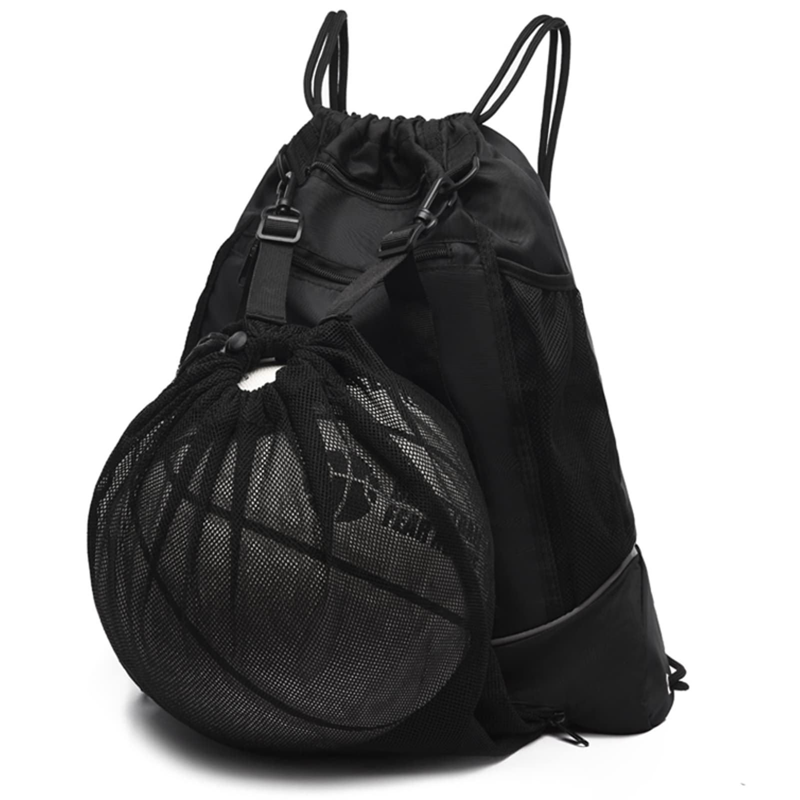 KAEGREEL Drawstring Basketball Bags Detachable Mesh Bag for Kids Teens Adults, Multipurpose Backpack for Football Baseball