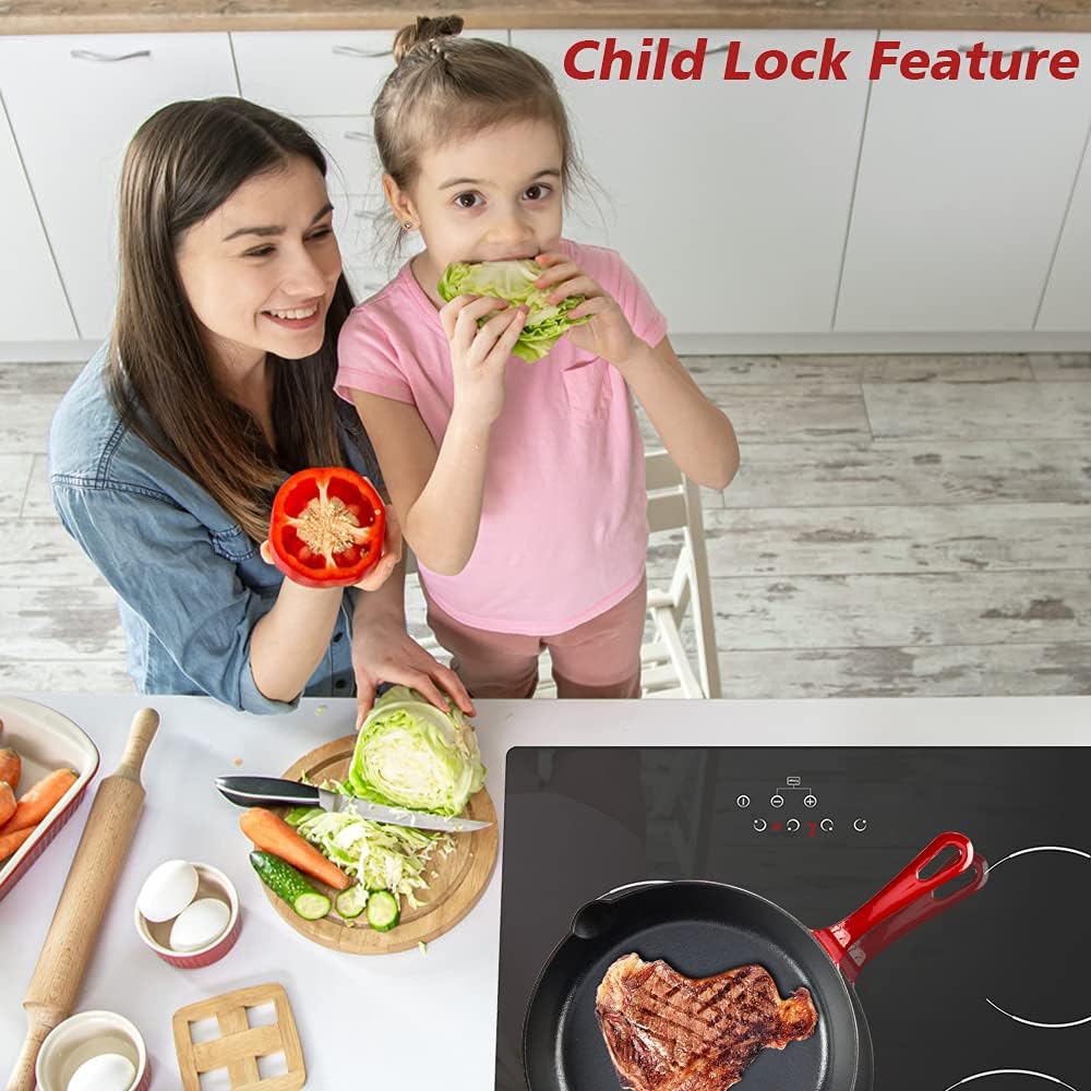 GIONIEN Bruciatore per piano cottura elettrico 60 cm in vetroceramica, piano cottura in vetro nero incorporato con 4 zone cottura GCE460TC GIONIEN Bruciatore per piano cottura elettrico 60 cm in vetroceramica, piano cottura in vetro nero incorporato con 4 zone cottura GCE460TC