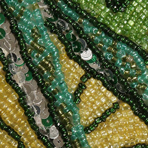 Light & Pro Green Leaves Handmade Beaded Table Runner - Needlework Embroidery Decorative Glitz Easter Halloween Harvest Xmas Fall Mothers Day Thanksgiving Christmas Table Décor - 13X36 - Green #TOP4