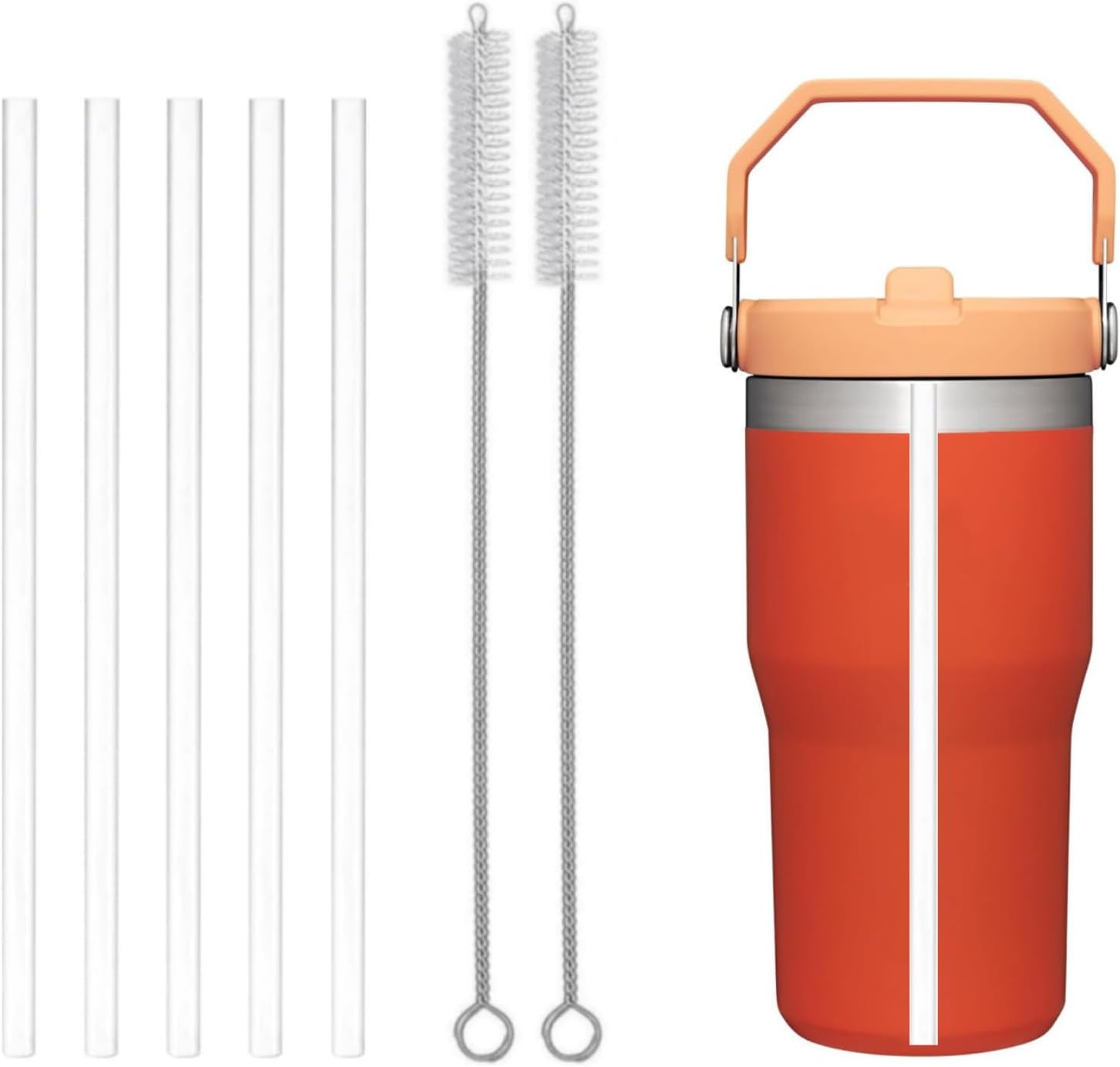 Replacement Straw for Stanley Iceflow 20oz(Only),Reusable Clear Drinking Straw with Straw Cleaner Brush Compatible with Stanley IceFlow Flip 20oz Stainless Steel Tumbler