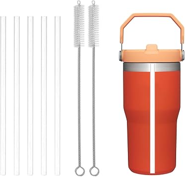 Replacement Straw for Stanley Iceflow 20ozOnly,Reusable Clear Drinking Straw with Straw Cleaner Brush Compatible with Stanley IceFlow Flip 20oz Stainless Steel Tumbler