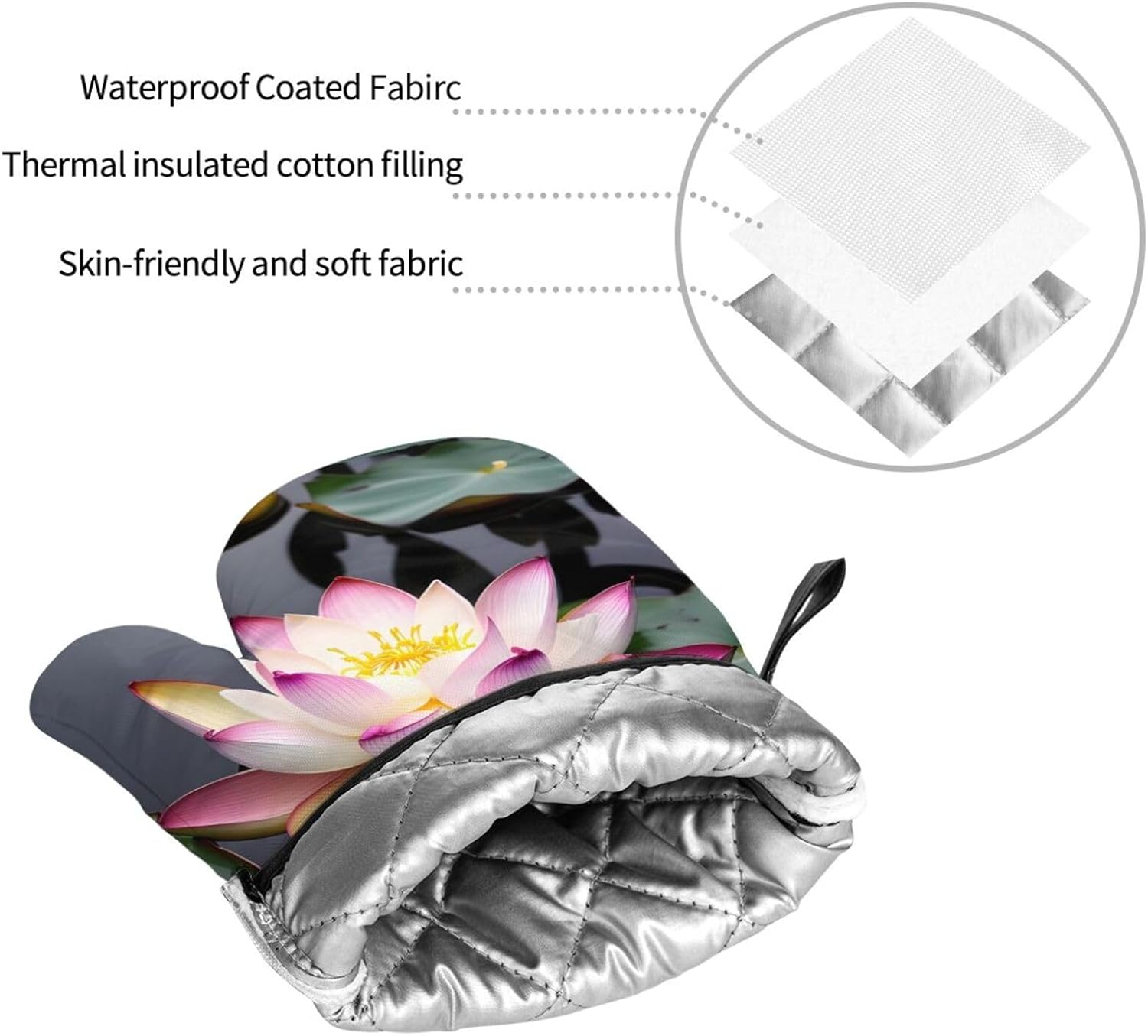 Lotus Flower white Kitchen baking four piece set, fit for cooking and baking, oven, microwave, and outdoor barbecue