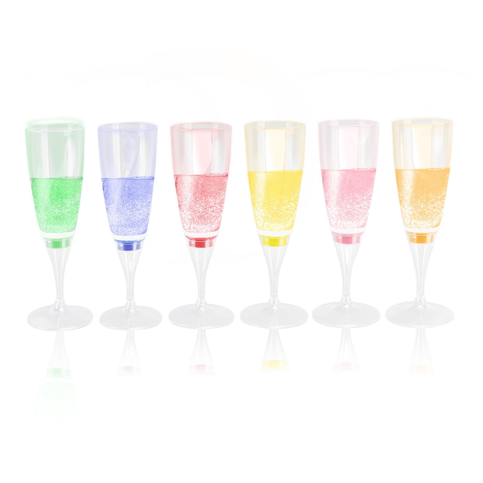 Flûtes à Champagne à LED, 6 Pièces Flûtes à Champagne à Vin à LED, Tasse Lumineuse Clignotante Pour Liquide D'Eau Ensemble De Gobelets à Vin En Verre à Cocktail Lumineux à LED