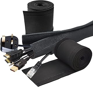 Accufix™ Black Cable Tidy Sleeve | 1.5m | TV Cable Management Sleeve, Wire Tidy, Cable Sleeve Black, Under Desk Cable Tidy Desk, TV Cable Tidy, Cable Wrap, Cable Tidies, PC Cable Management
