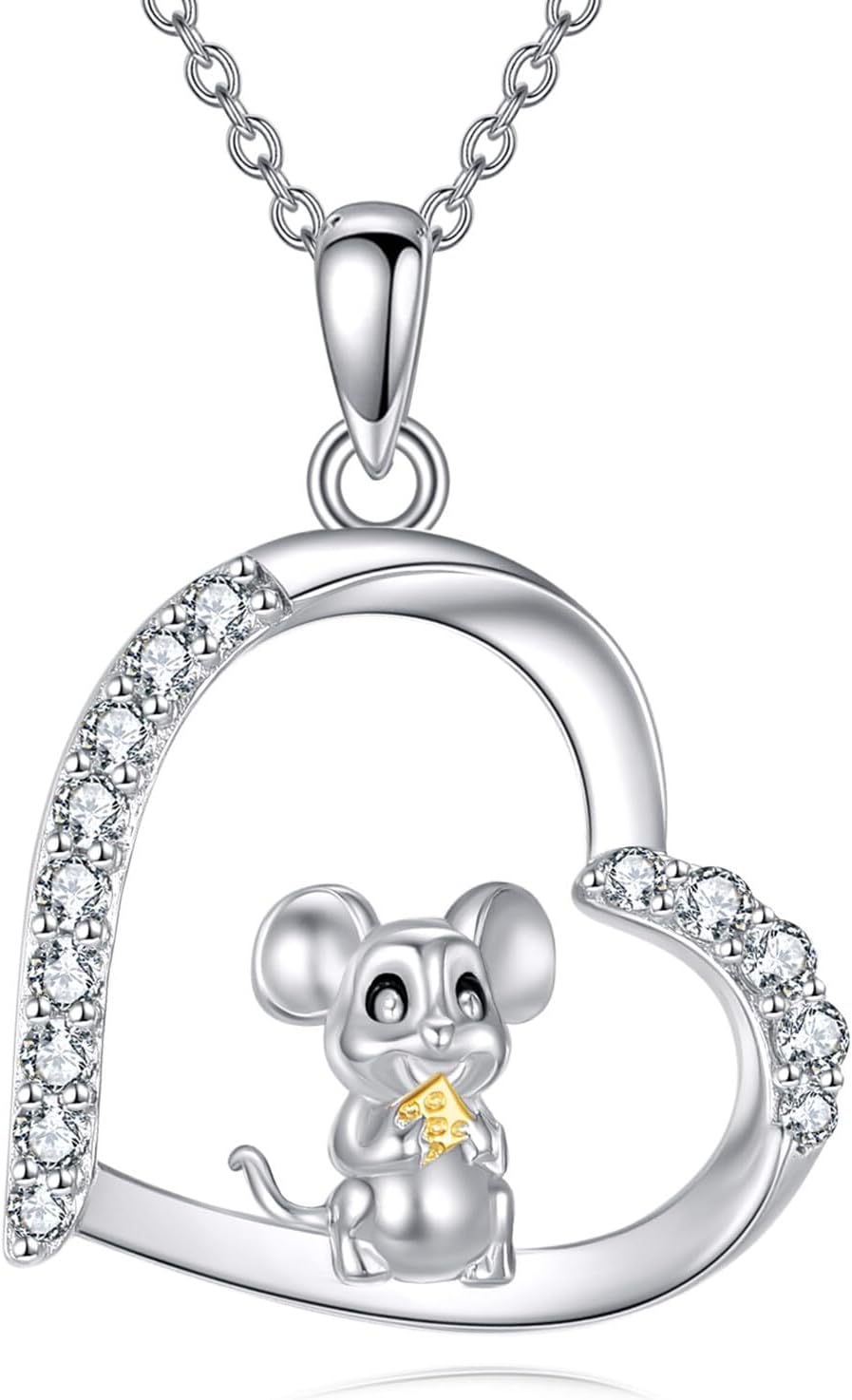 Rat Mouse Necklace 925 Sterling Silver Mouse Pendant Necklace Rat Jewelry Gifts for Women