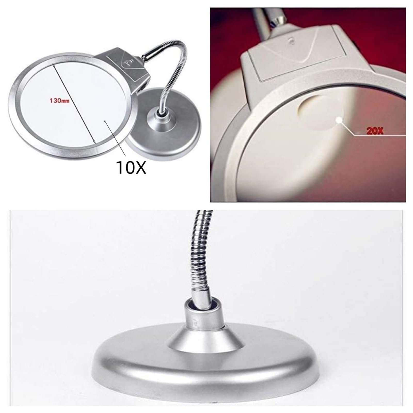 Lente di ingrandimento da Tavolo, Grande, for riparazioni, LED, for Ufficio, for schermi, Artigianato, Hobby, Pittura, Cucito, lavori ravvicinati, Anziani, Riparazione, Telefono Cellulare