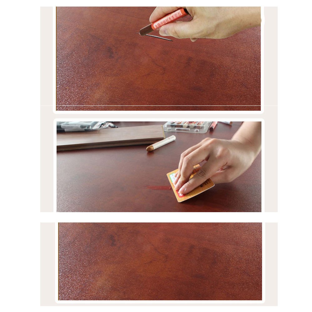 szdealhola 6pcs Touch-up Crayons Markers and Wax Sticks for Filling Scratches Holes Dents in Wood Furniture and Floors